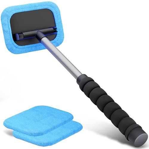 WALSER limpiaparabrisas coche, limpiaparabrisas interior de coche función telescópica 26-42 cm extensible, limpiaparabrisas incl. 2 paños de microfibra
