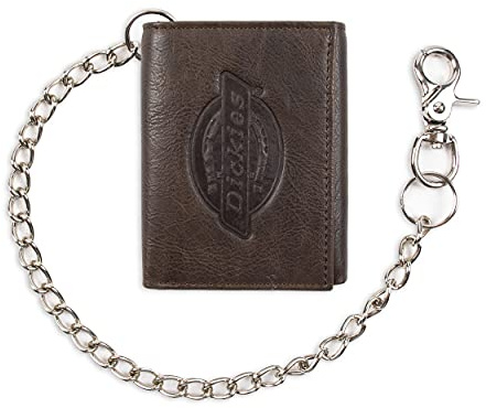 Dickies mens Leather Trifold Wallet, Dark Brown, One Size US