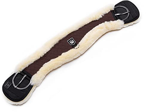 Werner Christ Western Lammfell MONDGURT anatomischer Western-Sattelgurt mit konkaver Sichelform, echtes Fell, Westerngurt in braun-Natur, in 90 cm