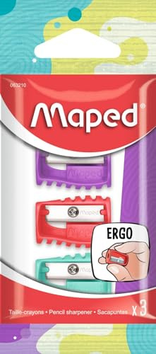 Maped Boogy Spitzer für Stifte, 1 Loch, 3er-Pack, farblich gemischt, 063210