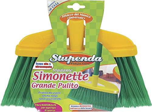 La Briantina Scopa Alta per Interni Madame Simonette, con Setole Micropiumate, Sottile e Ultra-Compatta 21x30x5 cm, Attacco del Manico Universale
