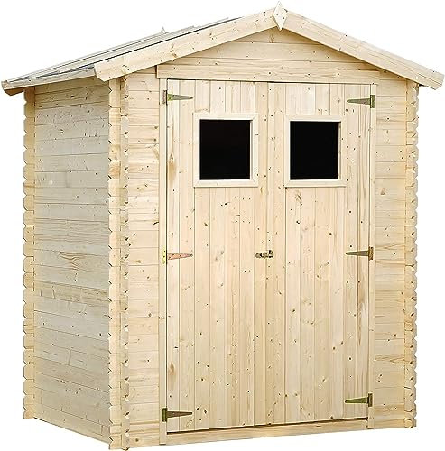 Abri de Jardin en Bois - Stockage extérieur I196xL136xH218 cm/ 1.98 m2 Petit abri à Outils, Local à vélos - Toit imperméable, fenêtres TIMBELA M367