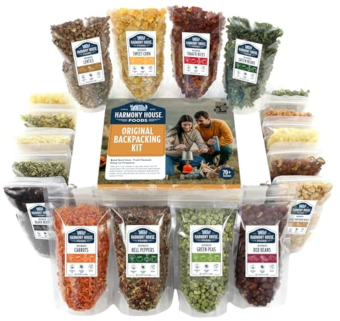 The Backpacking Kit - 18Ct Premium Lightweight Meals in 1 Cup Resealable Pouches by Harmony House Foods, Single Set White
