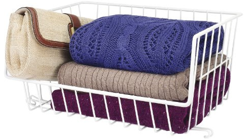 Whitmor Wire Stackable Basket, White
