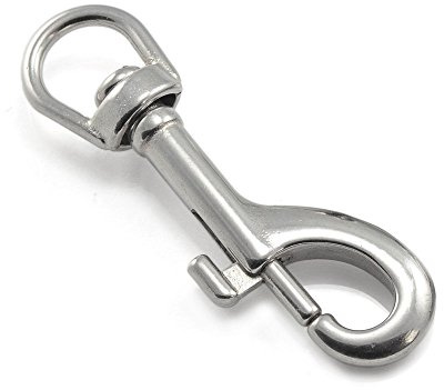 Ganzoo Karabiner-Haken mit Drehgelenk L: 75 mm, Bolzenkarabiner für Hunde-Leine, 1 Stück, Wirbelkarabiner, für Paracord 550 Hundehalsband, rostfreier Stahl, Schnapp-Karabiner Drehkopf, Farbe: Silber