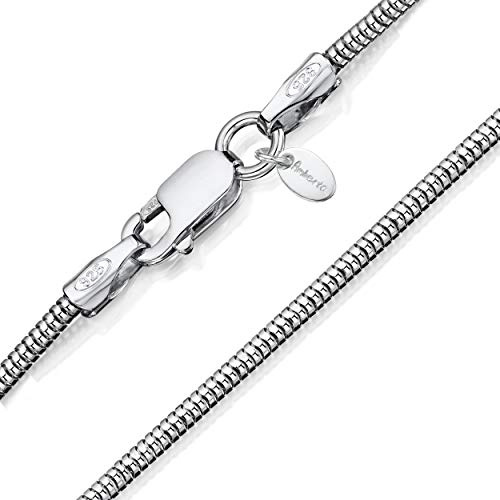 Amberta 925 Sterlingsilber Damen-Halskette - Schlangenkette - Rattenschwanz-Kette - 1.4 mm Breite - Verschiedene Längen: 40 45 50 55 60 cm