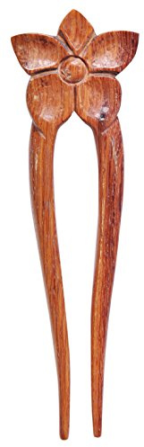 Marycrafts Blume Haarnadel Haarstab Haargabel Haarschmuck aus Holz, 11,5 cm, 1 St, Damen, Frauen, Erwachsene, Braun, Geblümt, Land Rustikal, Blumig, Glatt, Haarbefestigung, Haarschmuck