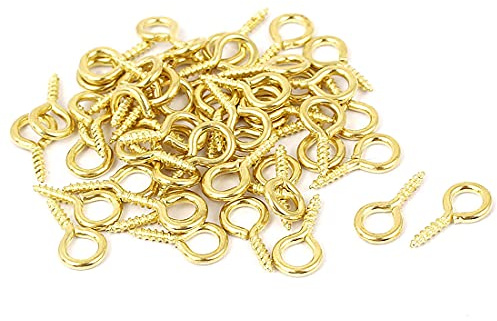 sourcing map 50Stk. 0.07x 0.55 Schraube Ösenhaken Selbstschneidend Schrauben einschrauben Aufhänger Augenform Ringhaken Golden