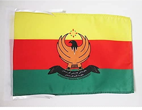 AZ FLAG Flagge Rojava 45x30 cm Fahne Kurden Polyester 100D Kordeln | Für innen und außen dekorative Flagge doppelte Nähte und verstärkte Kanten mit Schnüre 100D Polyester