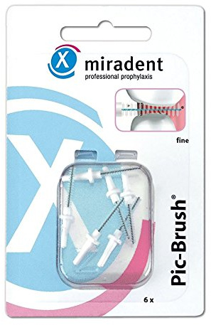 miradent Pic-Brush Ersatzbürsten, 6 Stück: weiß, fein, 2,0 mm