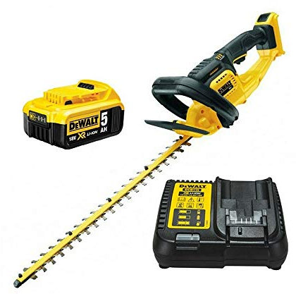 DEWALT bürstenlose Akku-Heckenschere / Strauchschere (18V, 5.0 Ah, 55 cm Schwertlänge, 19 mm Schnittstärke, inkl. Akku und System-Schnellladegerät), DCM563P1