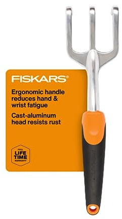 Fiskars Ergo Grubber zum Graben, Belüften von Erde und Jäten, Robustes Gartengerät mit Aufhängeloch