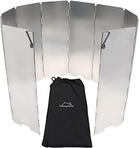 CampTeck U6928 - Einklappbarer Camp Herd Windschutz Faltwindschutz Outdoor Camping Gaskocher Windschutz 10 Aluminium Platten Wandern Picknick Windblockade
