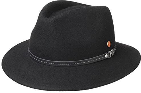 Mayser Mathis Trekkinghut Traveller Wollfilzhut Ledergarnitur Made in EU Damen Sommer Winter schwarz 59 cm
