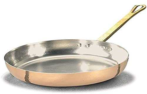 Pentole Agnelli Linea Rame Padella Saltare con Manico in Rame Liscio, Marrone, 24 cm