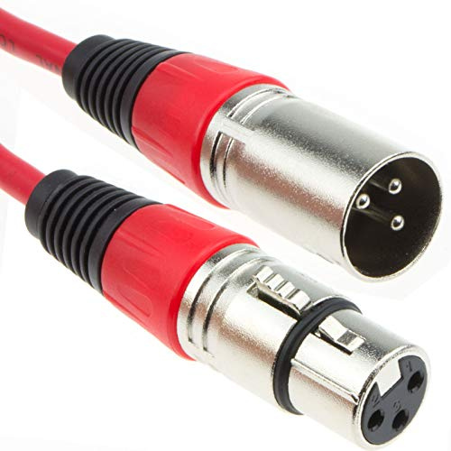 kenable XLR Mikrofon Anschlusskabel Männlich Zum Weiblich Audio Kabel Rot 10 m [10 Meter/10m]