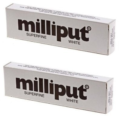 2 x Milliput Superfine 2-Part Self Hardening Putty, White