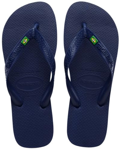 Havaianas Men's Brazil Logo Flip Flop Sandal, Navy Blue, 7-8