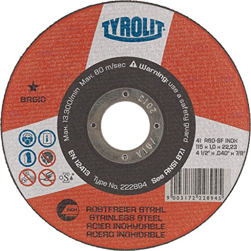 Tyrolit 41 disco de corte recto, tejido unidas, medidas 115 x 1,0 x 22,23 mm, 25 unidades, 222894