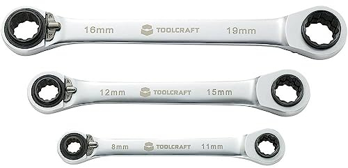 TOOLCRAFT 819162 Doppel-Ringratschenschlüssel-Satz 3teilig Schlüsselweite (Metrisch) 8-19 mm