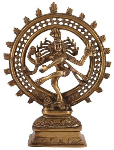GURU SHOP Messingfigur, Statue Shiva im Feuerkranz 29 cm - Motiv 9