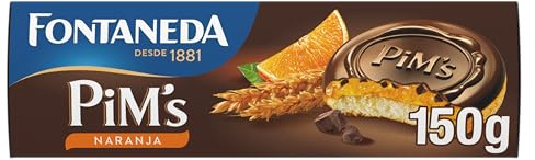 LU Pim's - Galletas de Bizcocho Rellenas de Naranja, Crujiente Chocolate Negro, 150 g | Galletas LU Pim's rellenas de naranja y cubiertas de chocolate negro, ideales para desayunos, meriendas y recetas caseras
