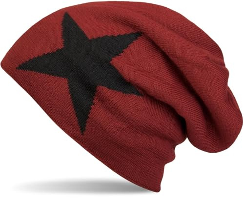 styleBREAKER Unisex Strick Beanie Stern Fleece Futter bis 60cm | Thermo Füllung. elastisches Material. Bundweite 24cm. Höhe 25cm. Einheitsgröße. winterfest. Thermo-Inlay.