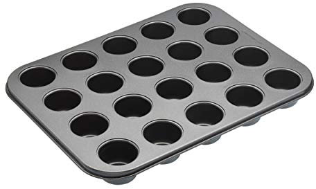 MasterClass Teglia per muffin a 20 fori con base libera e antiaderente senza PTFE, PFOA e BPA in confezione regalo, robusto acciaio al carbonio da 1 mm, 35 x 27 cm