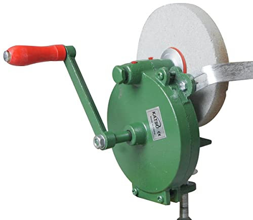 KATSU Tools 990232 125mm smerigliatrice a mano vintage a manovella per affilare i coltelli a scalpello con ruota, Verde