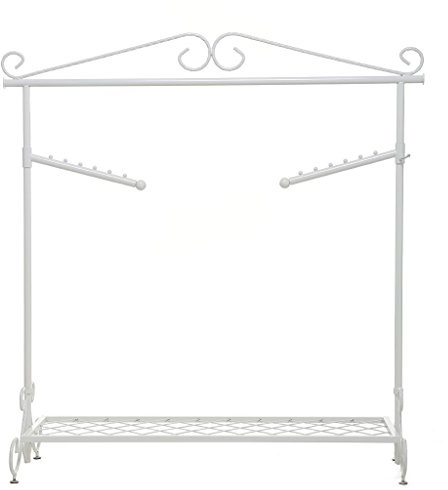 Kleiderständer Kleiderstange Garderobenständer mit Schuhablage, Vintage-Stil Höhenverstellbar von 126 bis 200 cm JLK14 (Weiss)