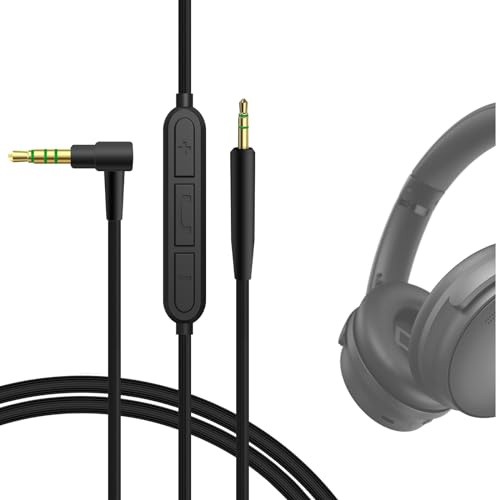 GEEKRIA Audio Cable with Mic Compatible with Bose QuietComfort Ultra II/45/SE/SC/35II/35/700 Headphones, 3.5mm to 2.5mm Replacement Stereo Cord with Inline Microphone (4ft/1.2m)