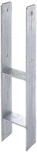 Alberts 203917 H-Pfostenträger | feuerverzinkt | lichte Breite 101 mm | Gesamthöhe 600 mm | Materialstärke 5 mm