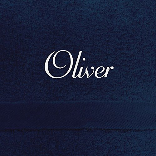 digital print Gästehandtuch mit Namen Oliver Bestickt, 40x60 cm, dunkelblau, extra Flauschige 550 g/qm Baumwolle (100%), Handtuch mit Namen besticken, Gästetuch mit Bestickung