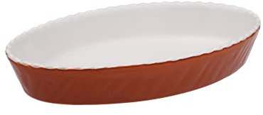 'Holst Porcelana TOB 15522 Fuente de y Molde Ovalado Marrone, cerámica, Color Blanco/marrón, 22.5 x 14 x 4 cm