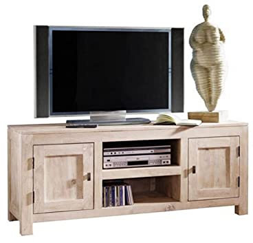 MASSIVMOEBEL24.DE | TV-Board Akazie 145x45x60 White Stone getüncht Nature White #41