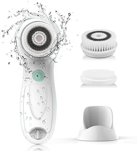 TOUCHBeauty Facial Cleansing Brush Electric, Face Cleansing Brush with Stand, 3 Brush Heads, 2 Speeds, IPX5 Waterproof, Battery-Powered, Suitable for All Skin Types, TB-0759D
