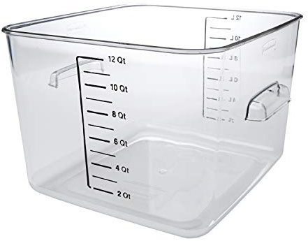 Rubbermaid Commercial Products Space Saving Square Food Storage Container 12 Quart Clear for Kitchen/Sous Vide/Meal Prep