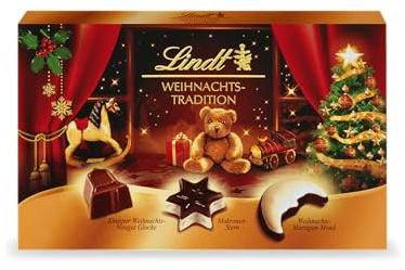 Lindt Schokolade | Weihnachts-Tradition Pralinés-Schachtel | 137g |festliche Pralinenmischung mit 5 weihnachtlichen Sorten | edles Pralinen-Geschenk zu Weihnachten
