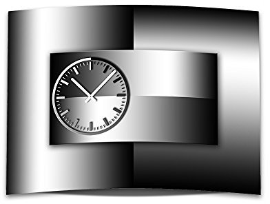 dixtime Wanduhr XXL 3D Optik abstrakt schwarz weiß 50x70 cm leises Uhrwerk GR-004