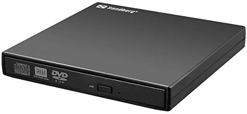 Sandberg USB Mini DVD Burner | External CD DVD Drive | Portable USB DVD Player Rewriter | Compatible with Win 11/10/8/7/Vista/XP/2000 + MacOS | Supports CD-R, CD-RW, DVD-R, DVD-RW, DVD±R DL, DVD-RAM
