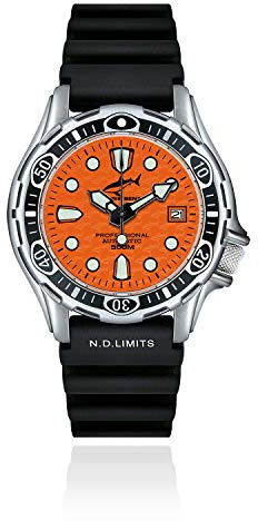 Chris Benz DEEP 500M Automatic Taucheruhr mit schwarzem Kautschukband, Korallenorange