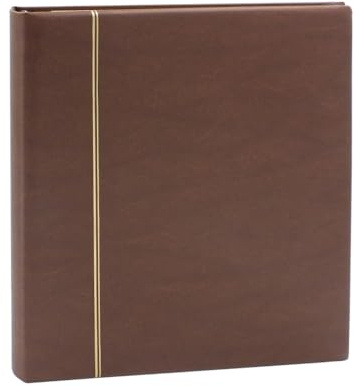 SAFE Favorit Ringbinder mit 14 Ringen, Braun | Wattierter Skai-Einband mit Goldzierleiste, 14 Stahlringen, 2 Blattwendern und 2 Vorsatzblättern