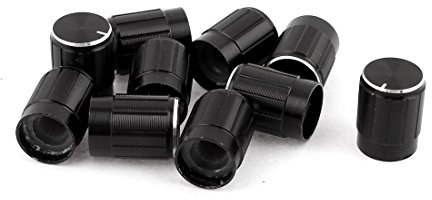 uxcell 10 Pcs Black Silver Tone Potentiometer Rotary Control Knobs 6mm Hole