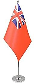 AZ FLAG - Drapeau De Table Royaume-Uni Red Ensign Prestige - Drapeau Pavillon Marine Uk - Royal Navy De Bureau En Satin Avec Hampe De 30cm Et Socle En Métal - 22x15 cm