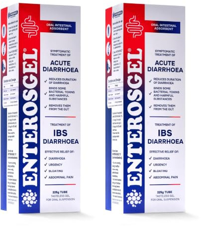 Enterosgel IBS Relief Gel Tube 225g - Oral Intestinal Adsorbent, Acute Diarrhoea & Stomach Pain Relief, Bloating & Trapped Wind Relief - Treats Root Causes, Suitable for Children & Adults, Pack of 2