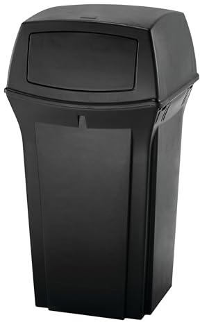 Rubbermaid Commercial Products Ranger Outdoor Trash Can, Black, 35-Gallon