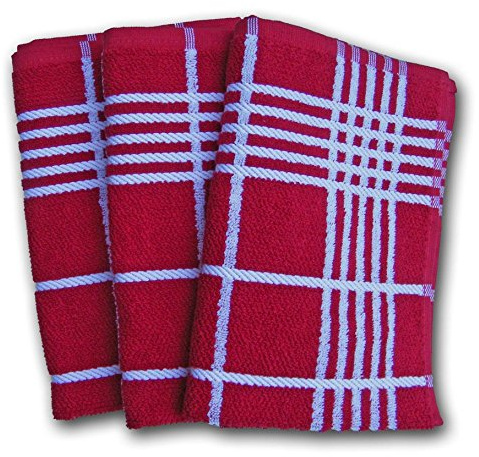 Ross Küchen-Frottiertuch Quadrat großes Karo 3er Pack Rot