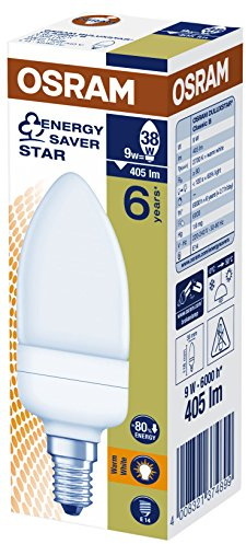 Osram Energiesparlampe Kerze 9 W, E14, warmweiß 374899