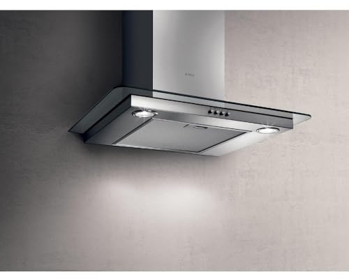 Elica Flat Glass IX/A/60 Monté au mur Acier inoxydable 450m³/h - Hottes (450 m³/h, Conduit, 59 dB, Monté au mur, Acier inoxydable, 20 W)