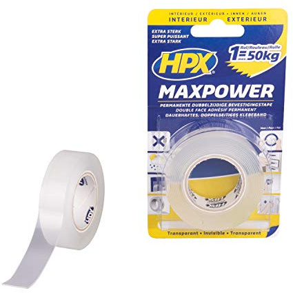 HPX Ruban double face forte adhérence transparent 19mm x 2m HT1902